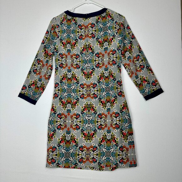 J Crew  100% Silk  Misty Fog Floral  Shift Dress - Picture 2 of 7